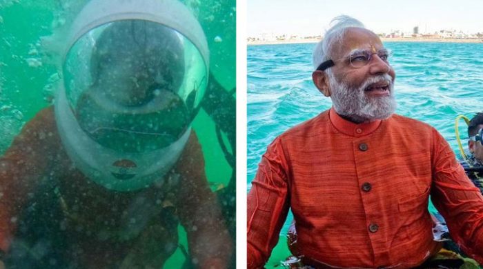 আরব সাগরের পানির নিচে দ্বারকায় কৃষ্ণপূজা নরেন্দ্র মোদির