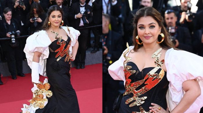 ভাঙা হাত নিয়েই কানের লাল গালিচা মাতালেন ঐশ্বরিয়া