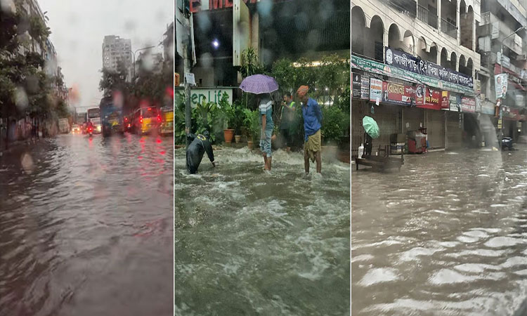 ঢাকায় রাতভর টানা বৃষ্টিতে সড়কজুড়ে জলাবদ্ধতা, ভোগান্তিতে নগরবাসী ঢাকায় রাতভর টানা বৃষ্টিতে সড়কজুড়ে জলাবদ্ধতা, ভোগান্তিতে নগরবাসী