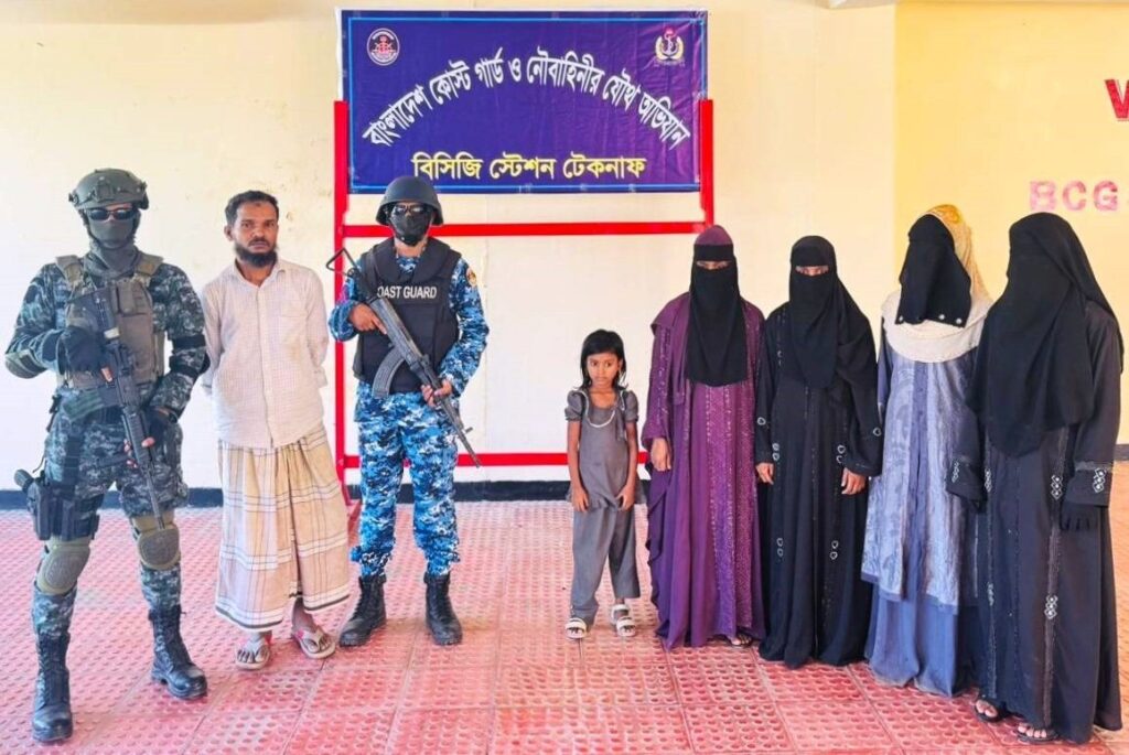 টেকনাফে যৌথ অভিযানে ৫ নারী-শিশু উদ্ধার, মানব পাচারকারী আটক