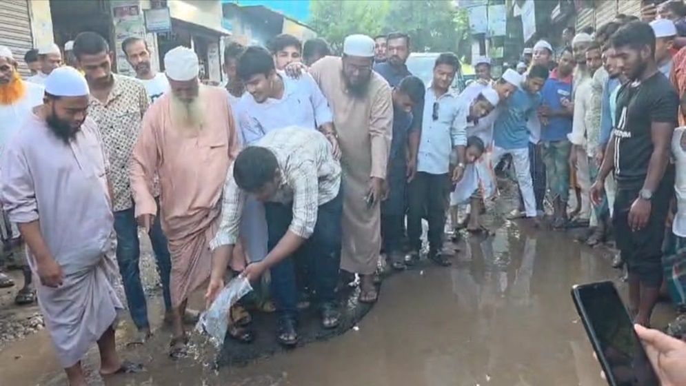 কুমিল্লায় সড়কের গর্তে মাছের পোনা অবমুক্ত করে হাসনাত আবদুল্লাহর অভিনব প্রতিবাদ কুমিল্লায় সড়কের গর্তে মাছের পোনা অবমুক্ত করে হাসনাত আবদুল্লাহর অভিনব প্রতিবাদ