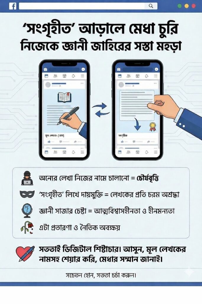 ‘সংগৃহীত’ শব্দের আড়ালে মেধা চুরি